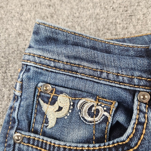 INC International Concepts Curvy Capri Jeans Dark Wash Embroidered Blue Size 0 - Picture 7 of 15